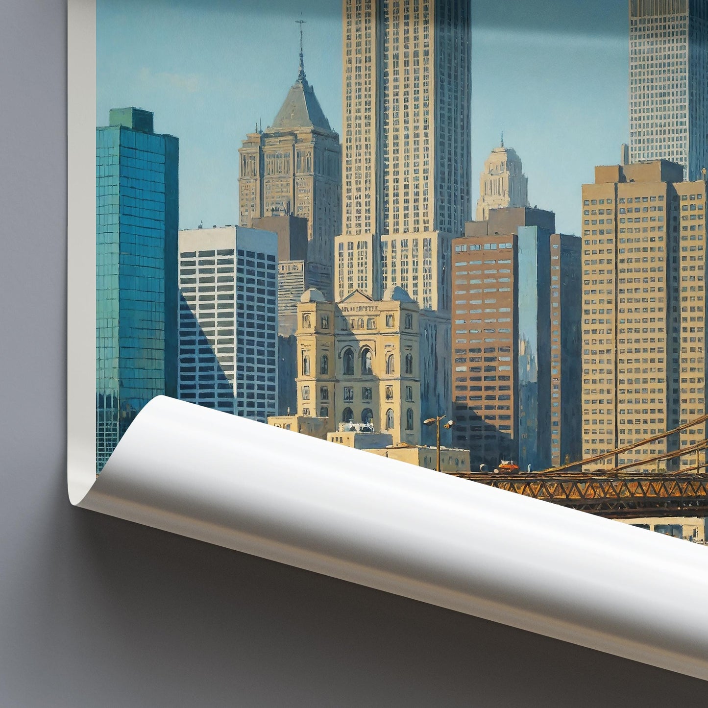 New York City Travel Print, Brooklyn Bridge & Manhattan Skyline ~ NYC Travel Poster