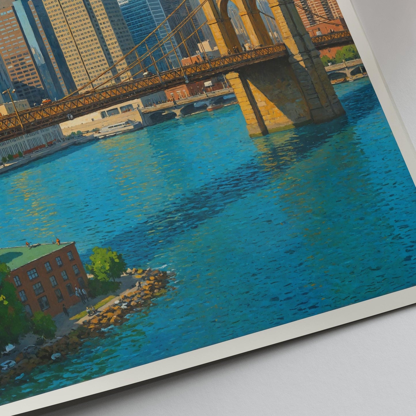 New York City Travel Print, Brooklyn Bridge & Manhattan Skyline ~ NYC Travel Poster
