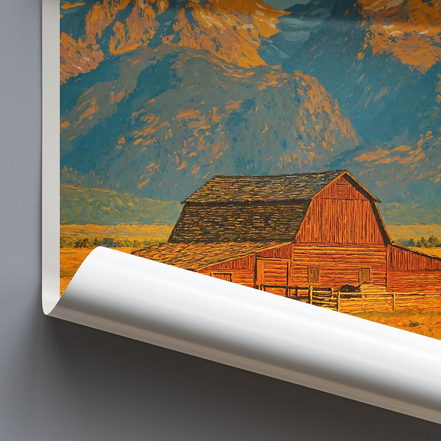 Grand Teton National Park Travel Print, Mormon Row ~ Wyoming Travel Poster