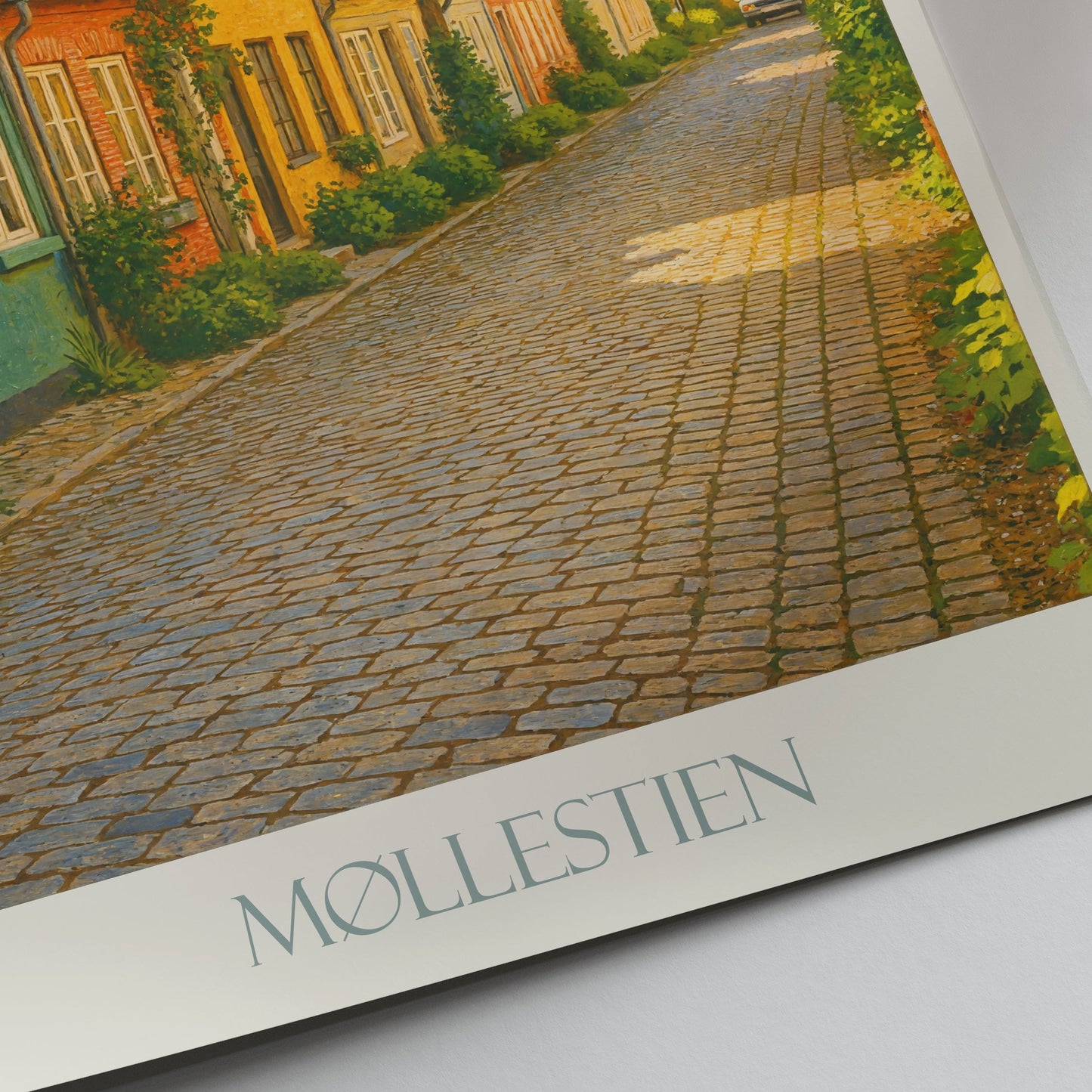 Aarhus Møllestien Street Travel Poster, Denmark | Charming Cobblestone Lane Wall Art Print | European Home Decor