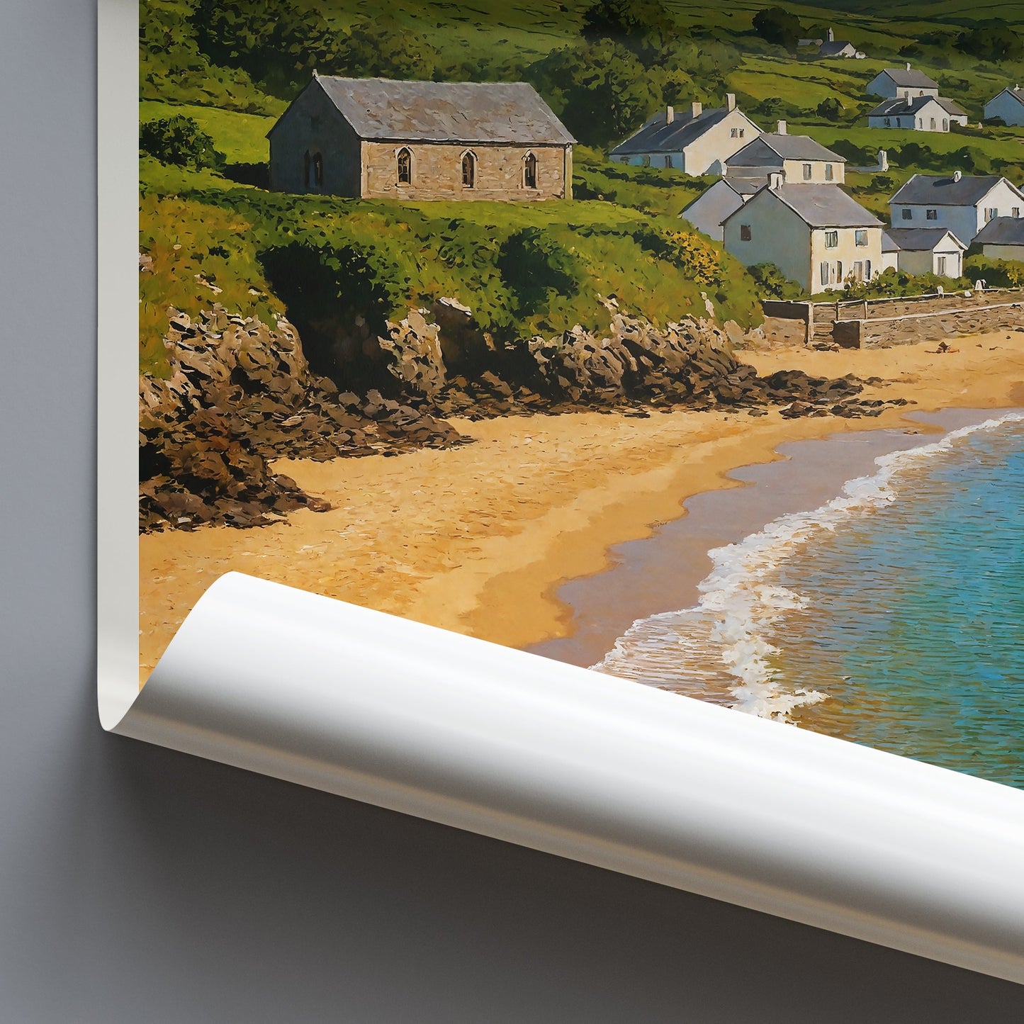 Aberdaron Coast Travel Poster | Welsh Village Seascape Art Print | Wales Coastal Home Decor | UK Beach Wall Art Gift