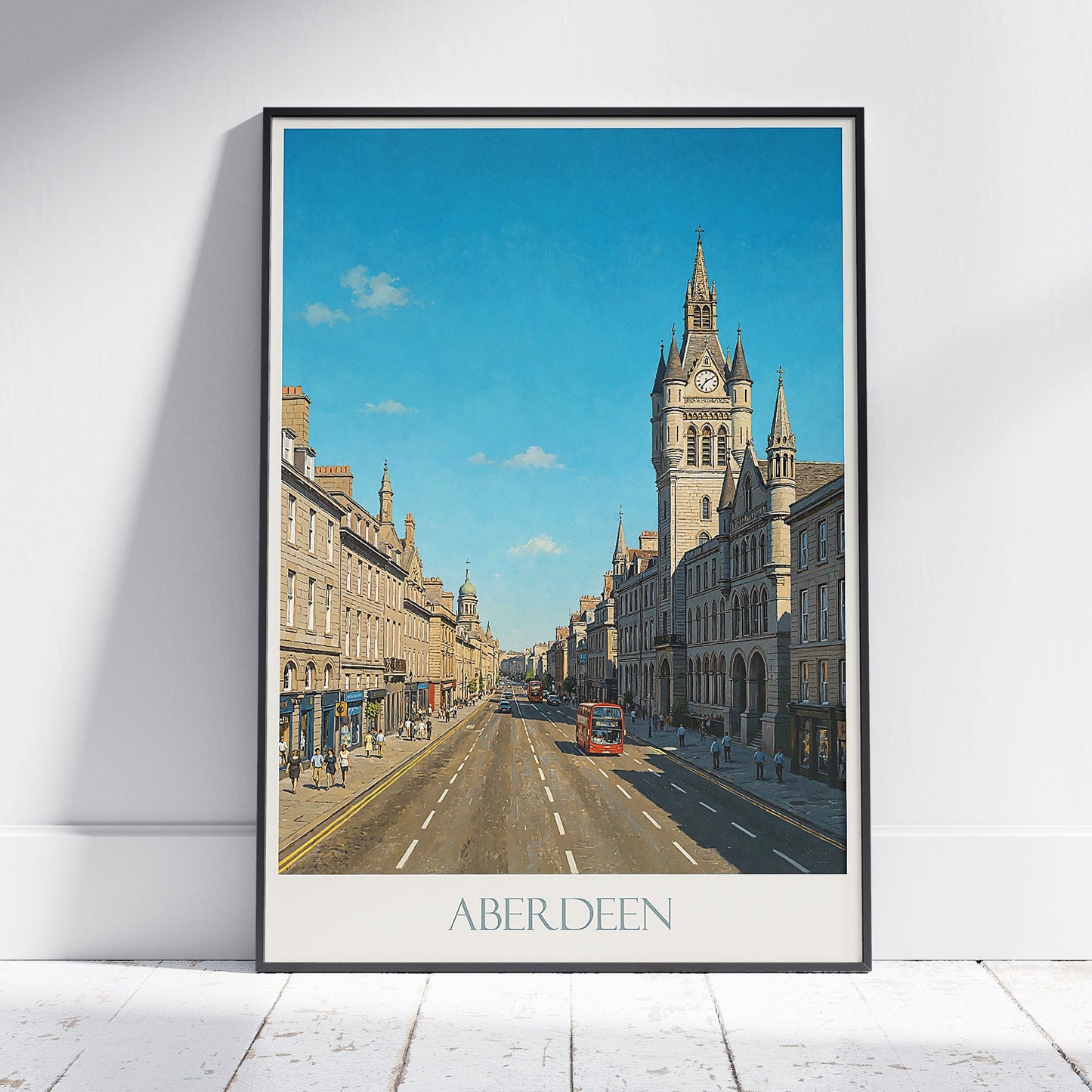 Aberdeen Travel Poster, Granite City | Scotland Cityscape Art Print | Historic Architecture Wall Decor | UK Home Gift