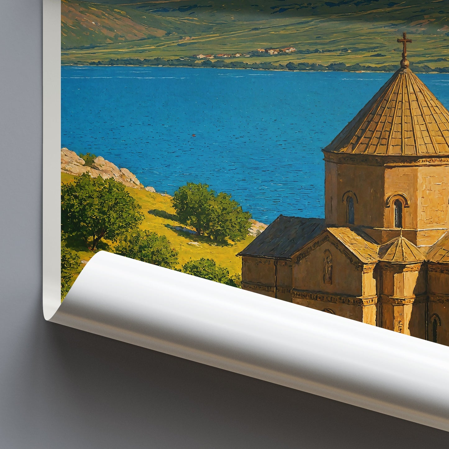 Akdamar Island Travel Poster | Akdamar Church & Lake Van Turkey Art Print | Armenian Monastery Wall Decor