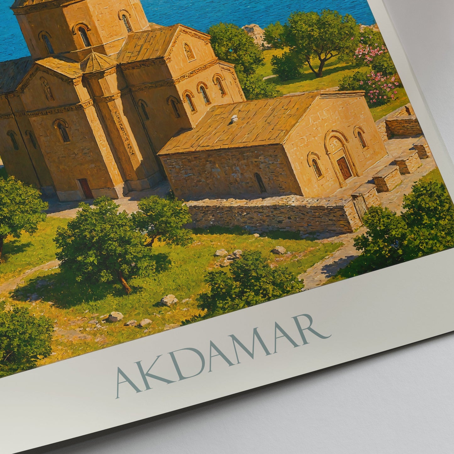 Akdamar Island Travel Poster | Akdamar Church & Lake Van Turkey Art Print | Armenian Monastery Wall Decor