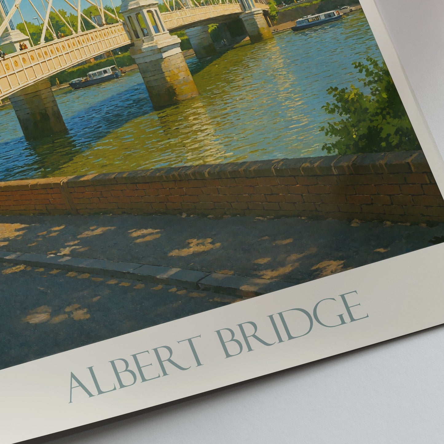 Albert Bridge London Travel Poster, River Thames Art Print | UK Cityscape Wall Decor & England Vacation Gift