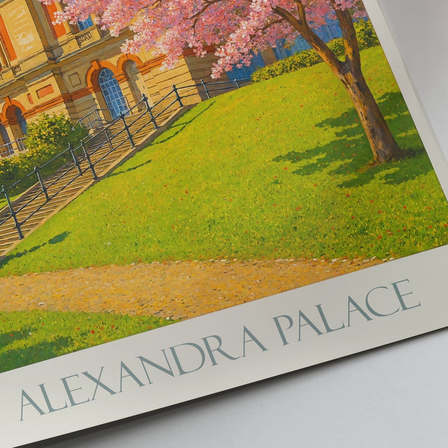 Alexandra Palace Travel Poster, London UK Cherry Blossom Art | Spring Wall Art Print | Iconic Landmark Decor