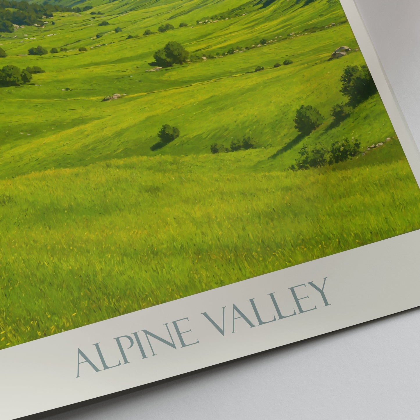 Alps Travel Poster, Serene Alpine Valley Art Print | Mountain Landscape Wall Decor | Nature Lover Gift