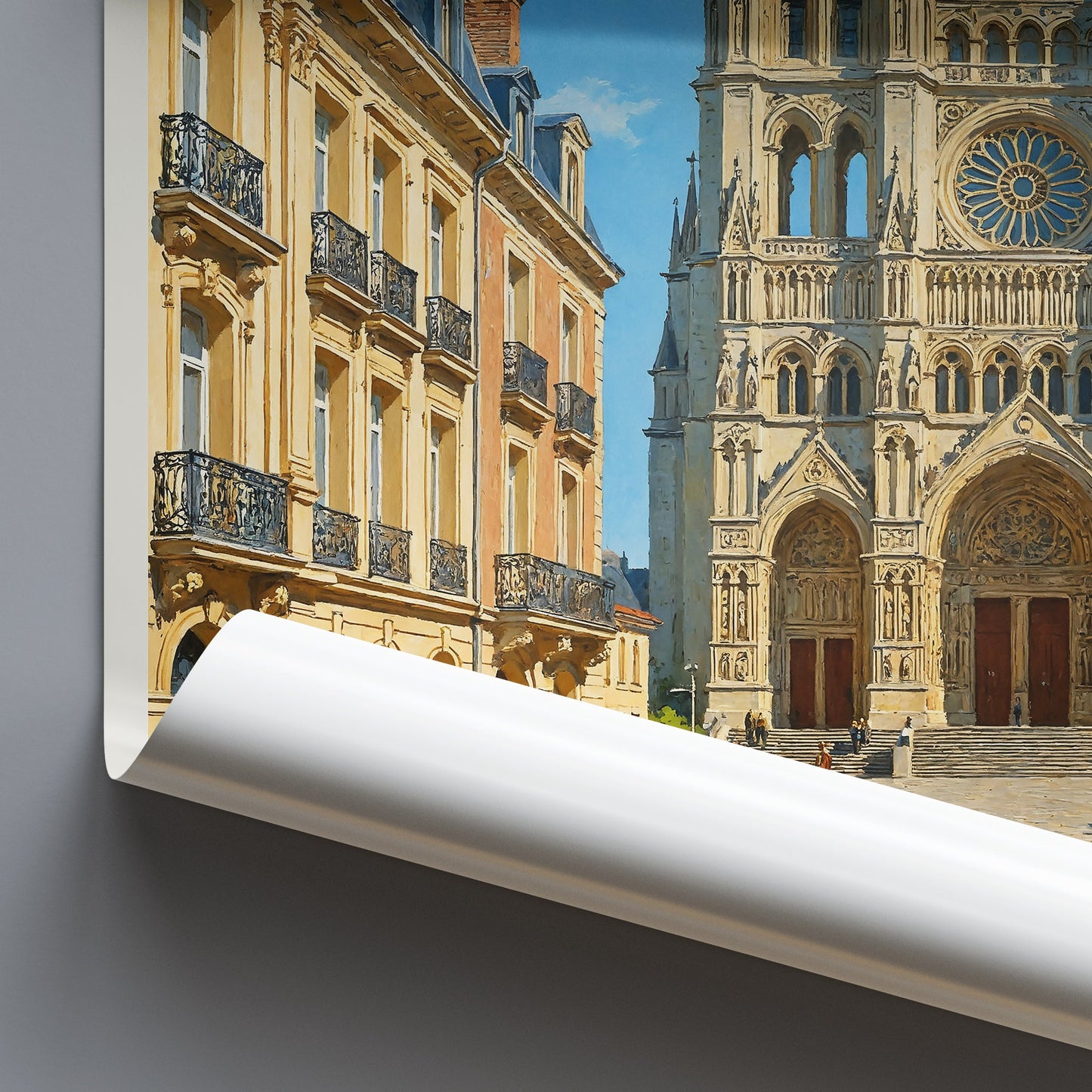 Amiens Travel Poster, Gothic Cathedral Art Print | France Cityscape Wall Decor | Historic Europe Landmark Gift