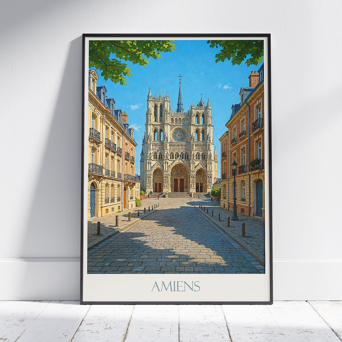 Amiens Travel Poster, Gothic Cathedral Art Print | France Cityscape Wall Decor | Historic Europe Landmark Gift