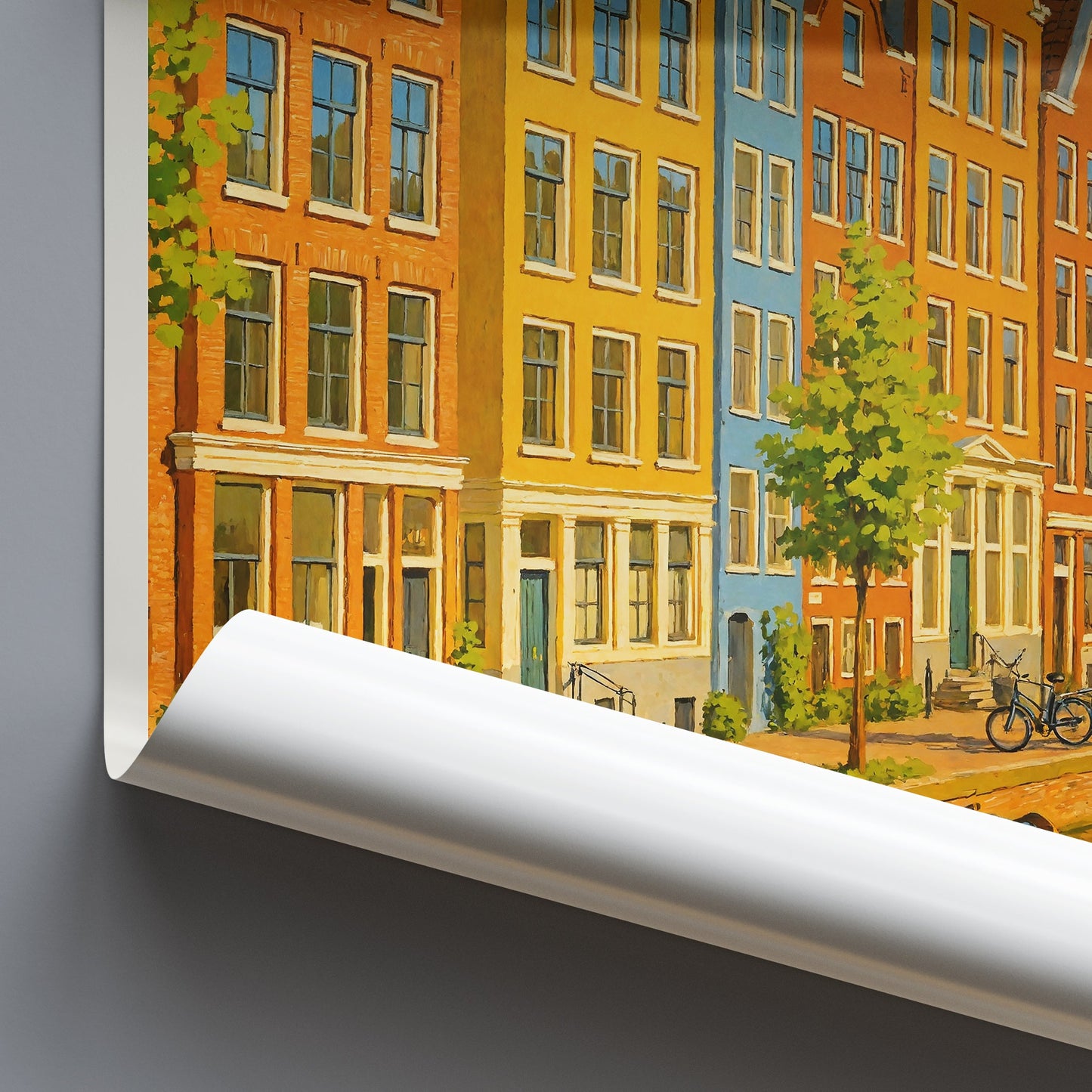 Amsterdam Travel Poster, Canal Scene & Westerkerk ~ Vibrant Netherlands Art Print | European Cityscape Decor