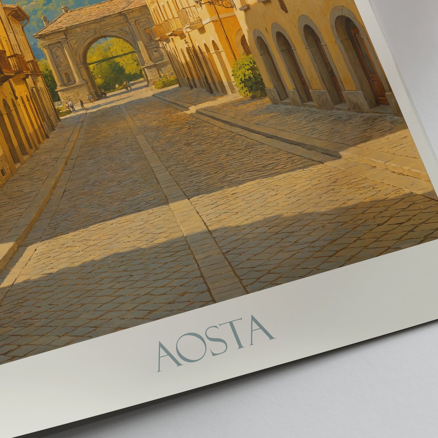 Aosta Travel Poster | Italian Alps Art Print | Historic Street Archway Wall Decor | Italy Landscape Painting