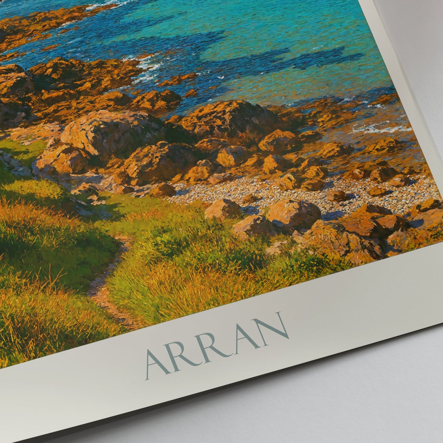 Arran Travel Poster | Isle of Arran Scotland Art Print | Coastal Mountain Landscape Wall Art | Vibrant Island Decor