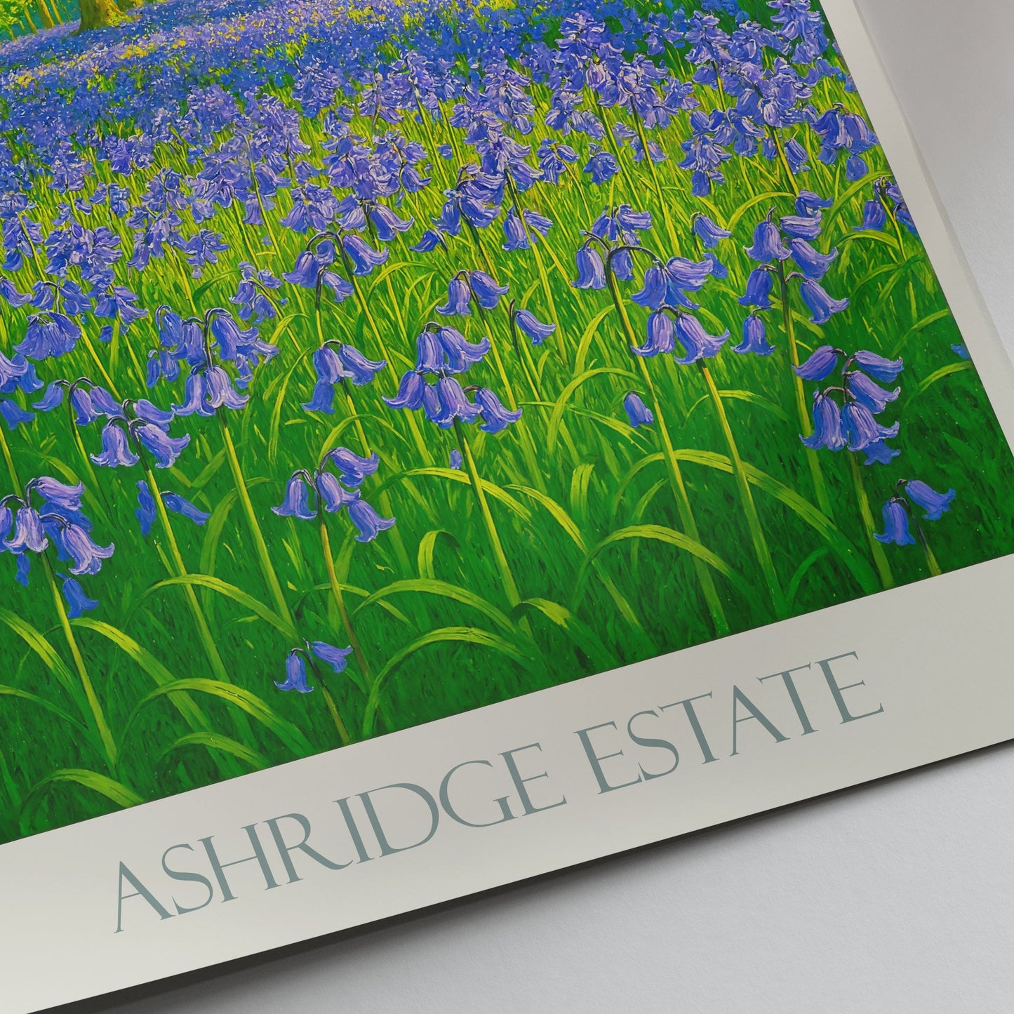 Ashridge Estate Bluebell Wood Travel Poster | Spring Forest Art Print | UK Nature Wall Art