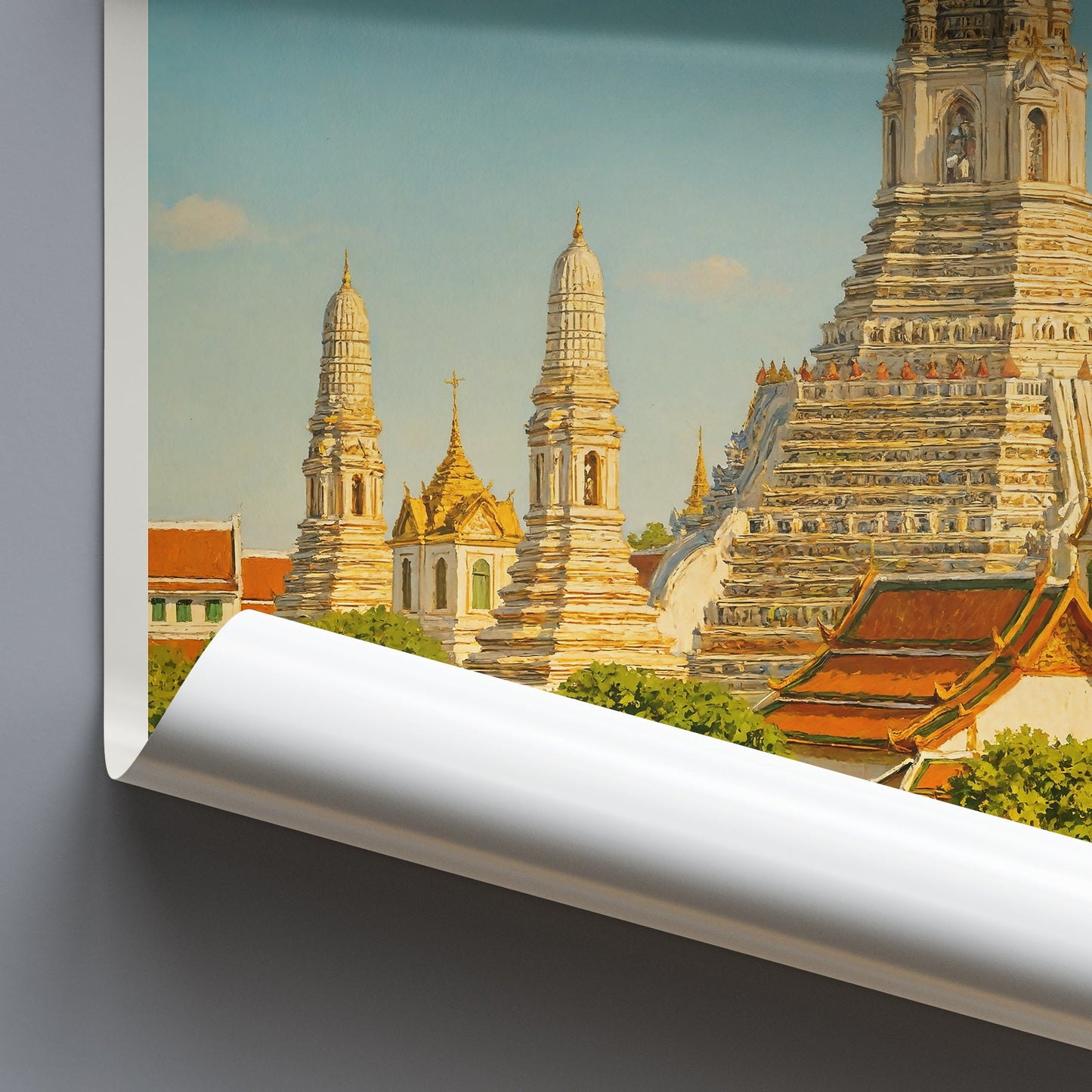 Bangkok Wat Arun Travel Poster | Thailand Temple Art Print | Chao Phraya River Wall Art | Southeast Asia Decor