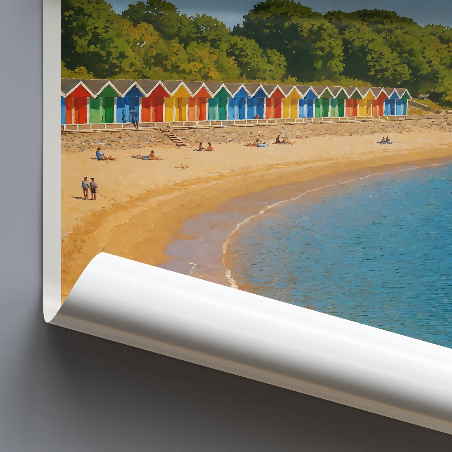 Barry Island Travel Poster, Wales Beach Huts Print | Colorful Seaside Art Decor | UK Vacation Souvenir Gift
