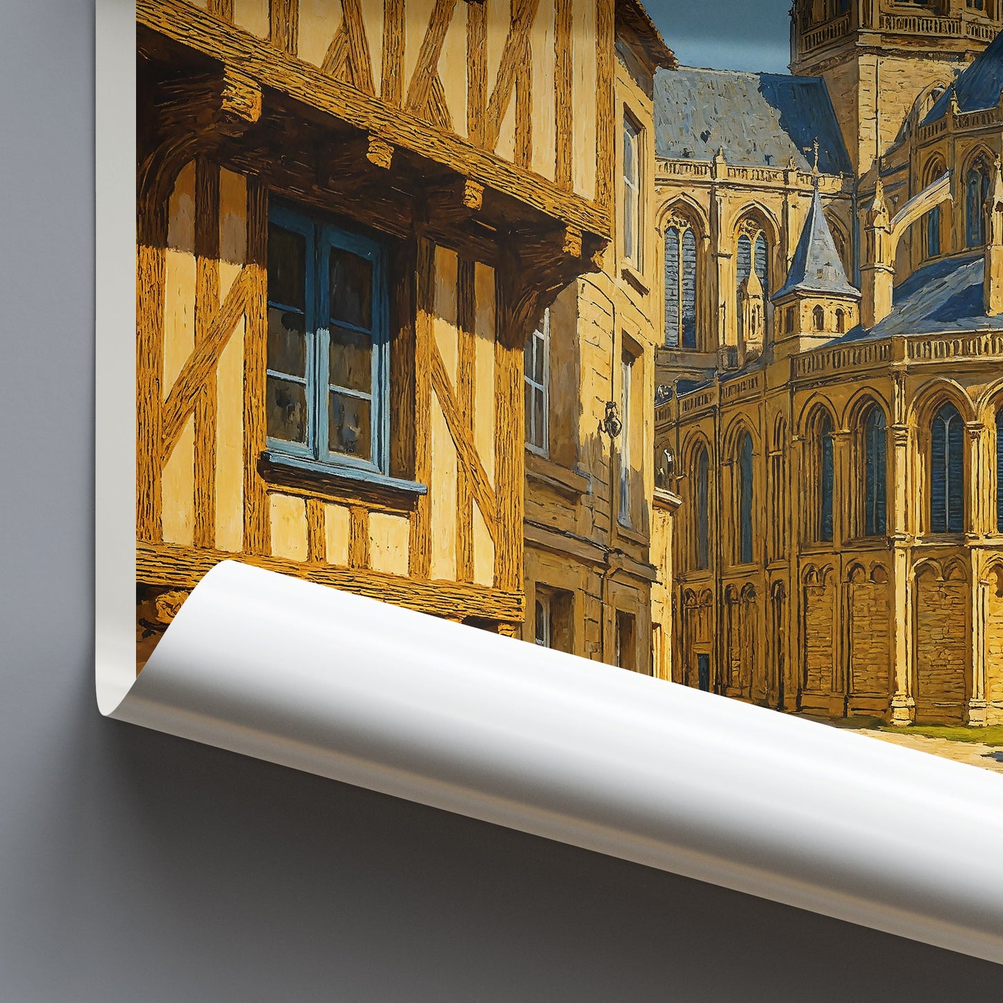Bayeux Cathedral Travel Poster | Historic French Art Print | Normandy France Wall Decor | European City Gift
