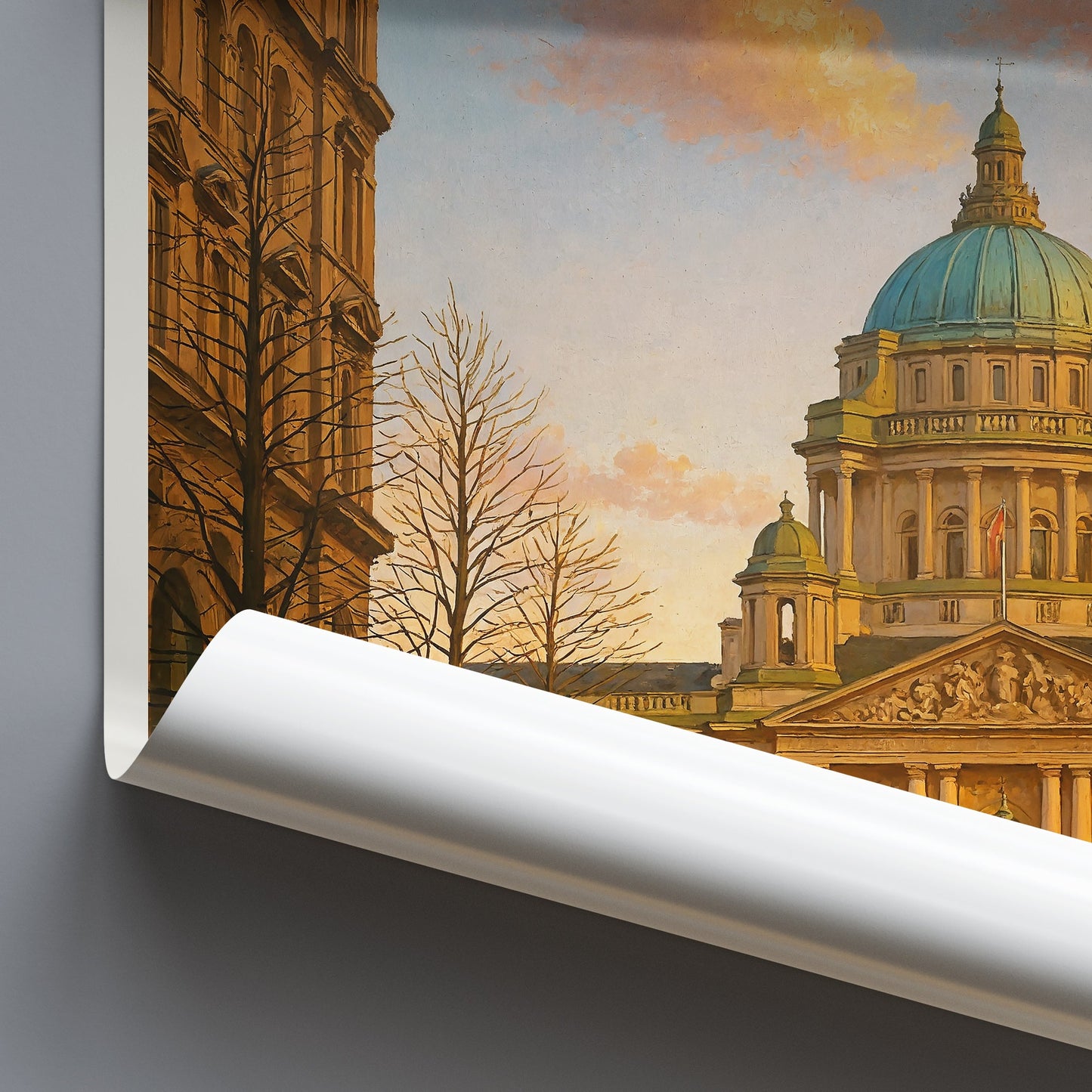 Belfast Travel Poster, City Hall Sunset Wall Art Print | Northern Ireland Home Decor | UK Vacation Gift