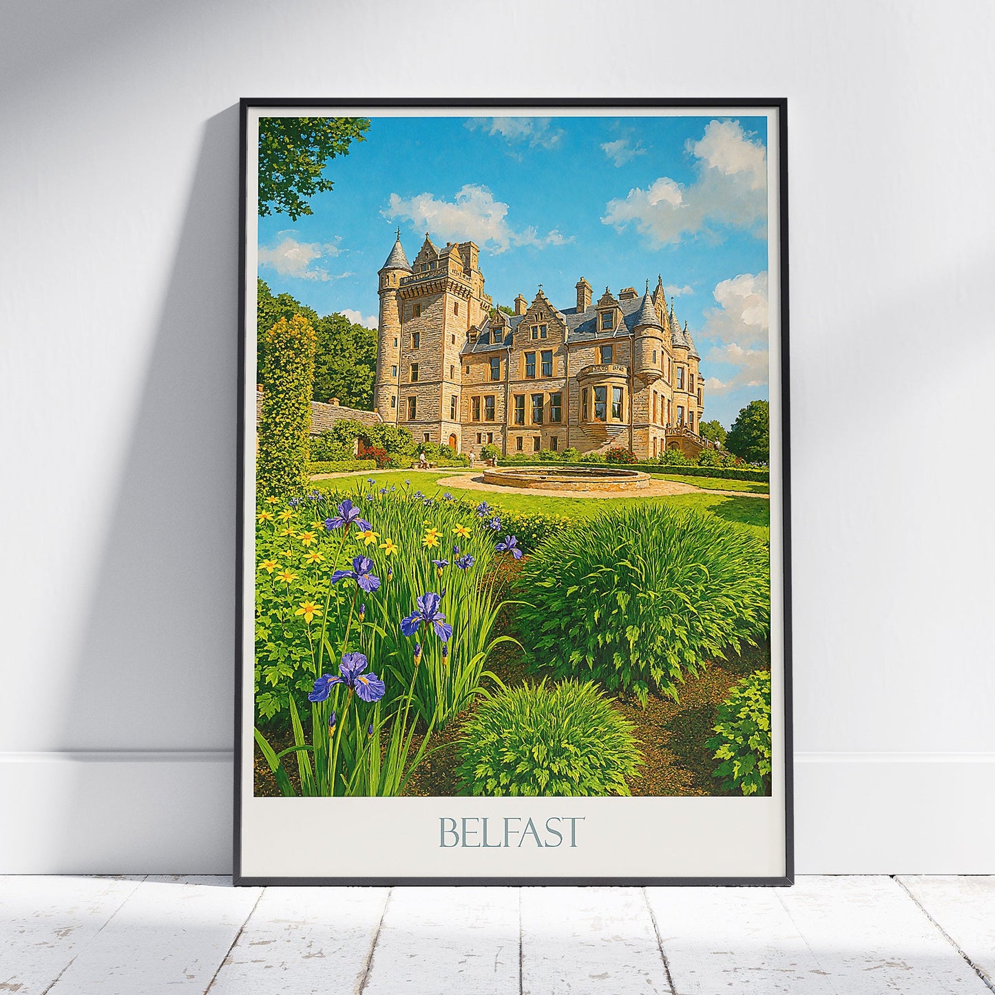 Belfast Castle Gardens Travel Poster | Northern Ireland Art Print | UK Wall Decor Gift