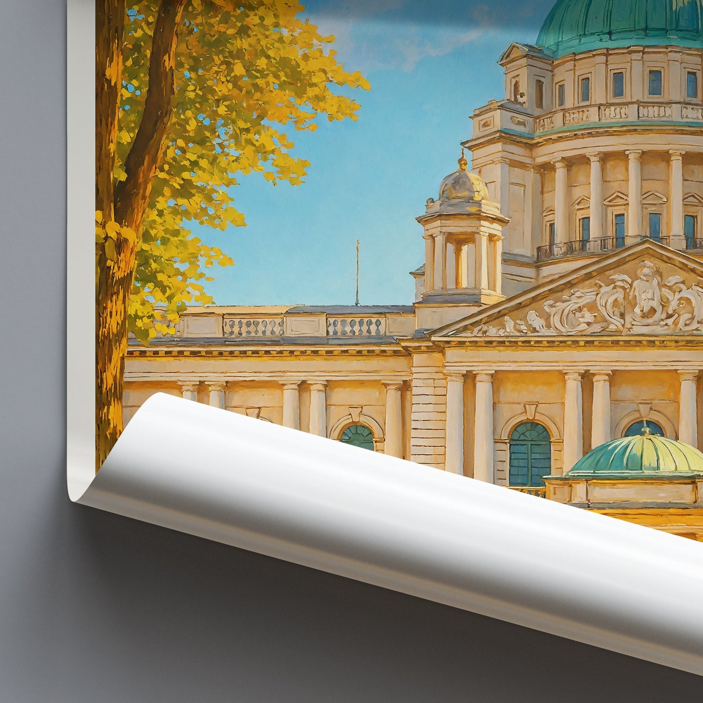 Belfast City Hall Travel Poster, Northern Ireland Autumn Art Print ~ Iconic UK Landmark Painting | Unique Wall Decor | Travel Gift
