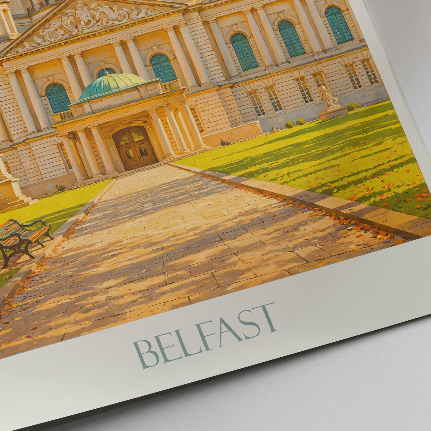 Belfast City Hall Travel Poster, Northern Ireland Autumn Art Print ~ Iconic UK Landmark Painting | Unique Wall Decor | Travel Gift