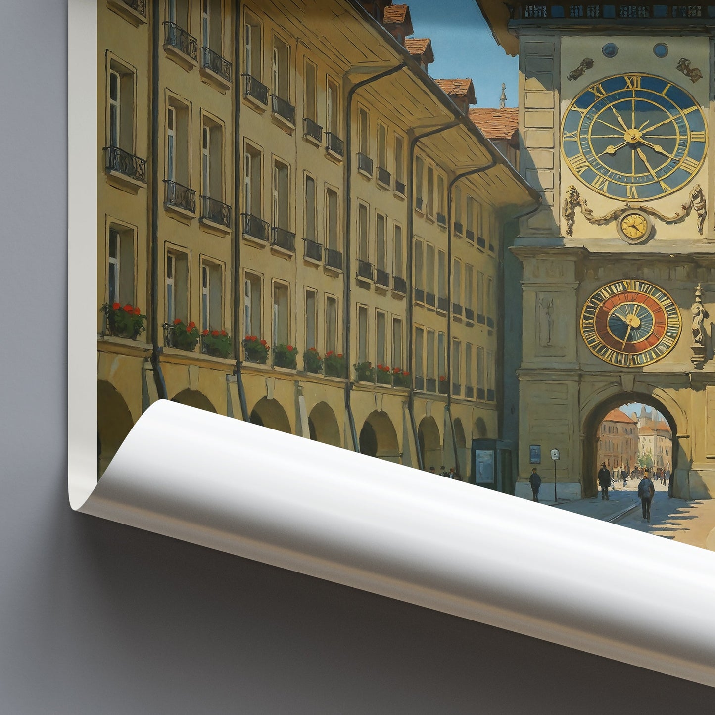 Bern Travel Poster, Historic Zytglogge Clock Tower | Switzerland City Art Print | UNESCO Old Town Wall Decor