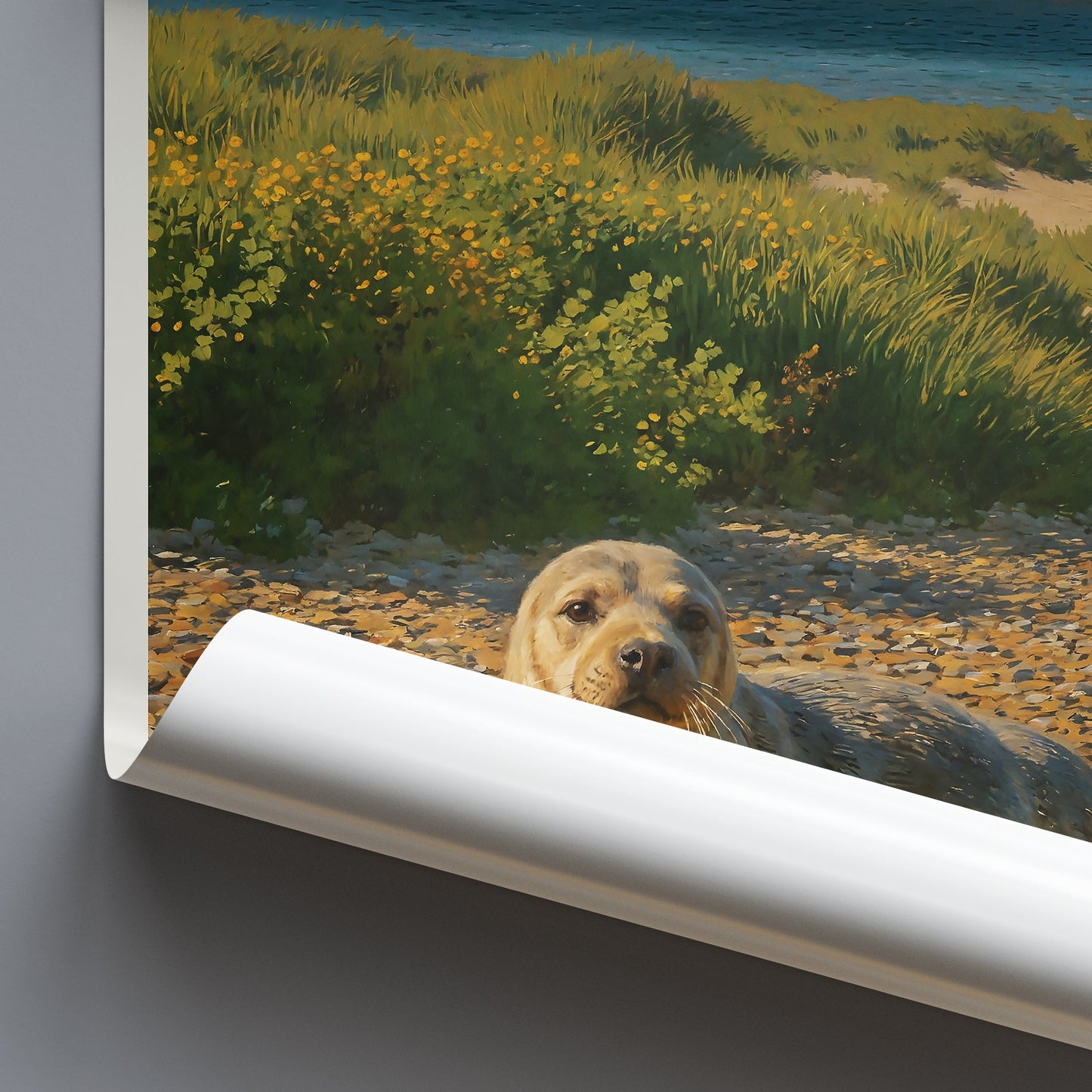 Blakeney Point Seals Poster | Norfolk Coast Lighthouse Art Print ~ England Wildlife & Nature Home Decor | Coastal Travel Gift