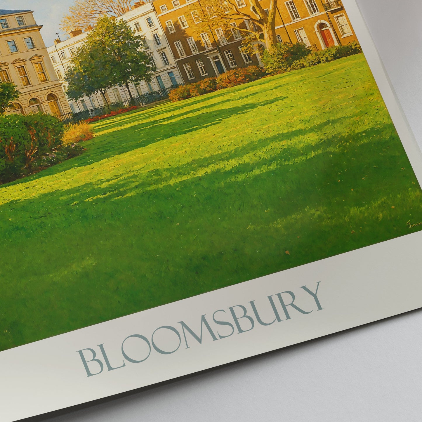 Bloomsbury London Travel Poster, Autumn Park Scene Art Print | Georgian Architecture Home Decor | UK City Wall Art