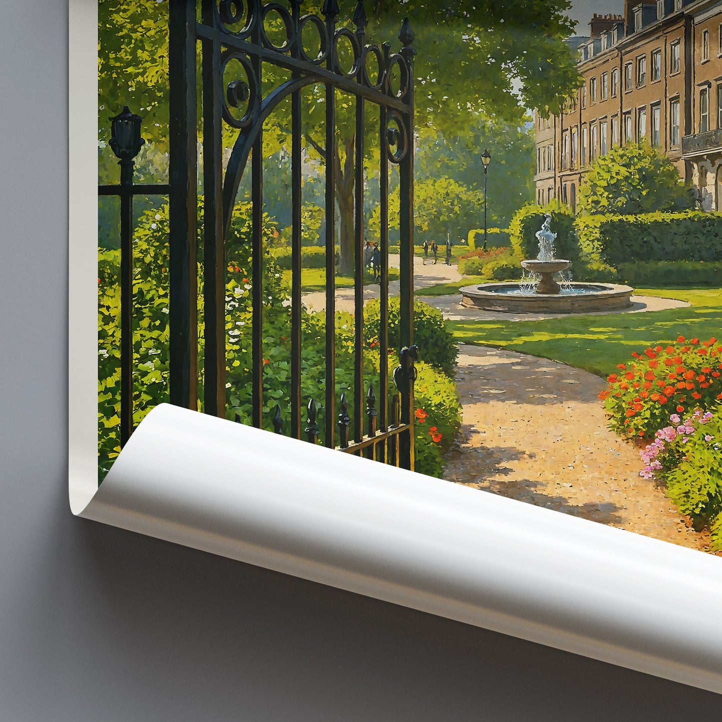 Bloomsbury London Travel Poster | Sunlit Garden Square Art Print | Elegant England Cityscape Decor