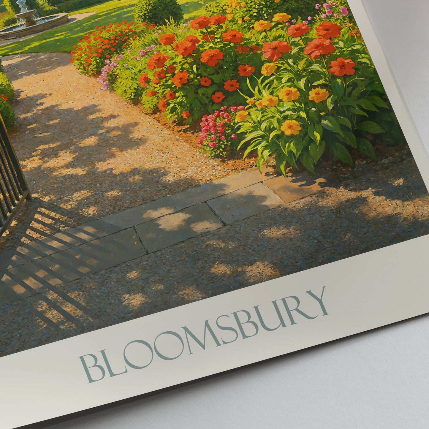 Bloomsbury London Travel Poster | Sunlit Garden Square Art Print | Elegant England Cityscape Decor