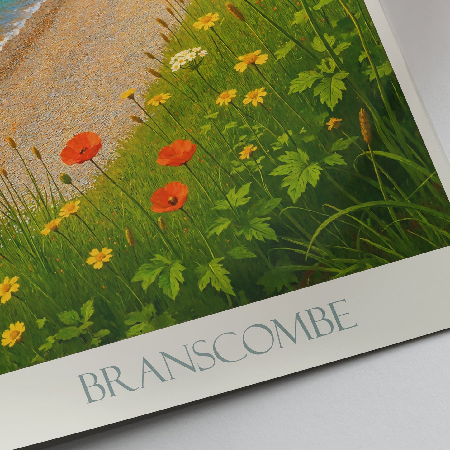 Branscombe Beach Travel Poster, Devon | Coastal Wall Art Print | English Seaside Home Decor Gift