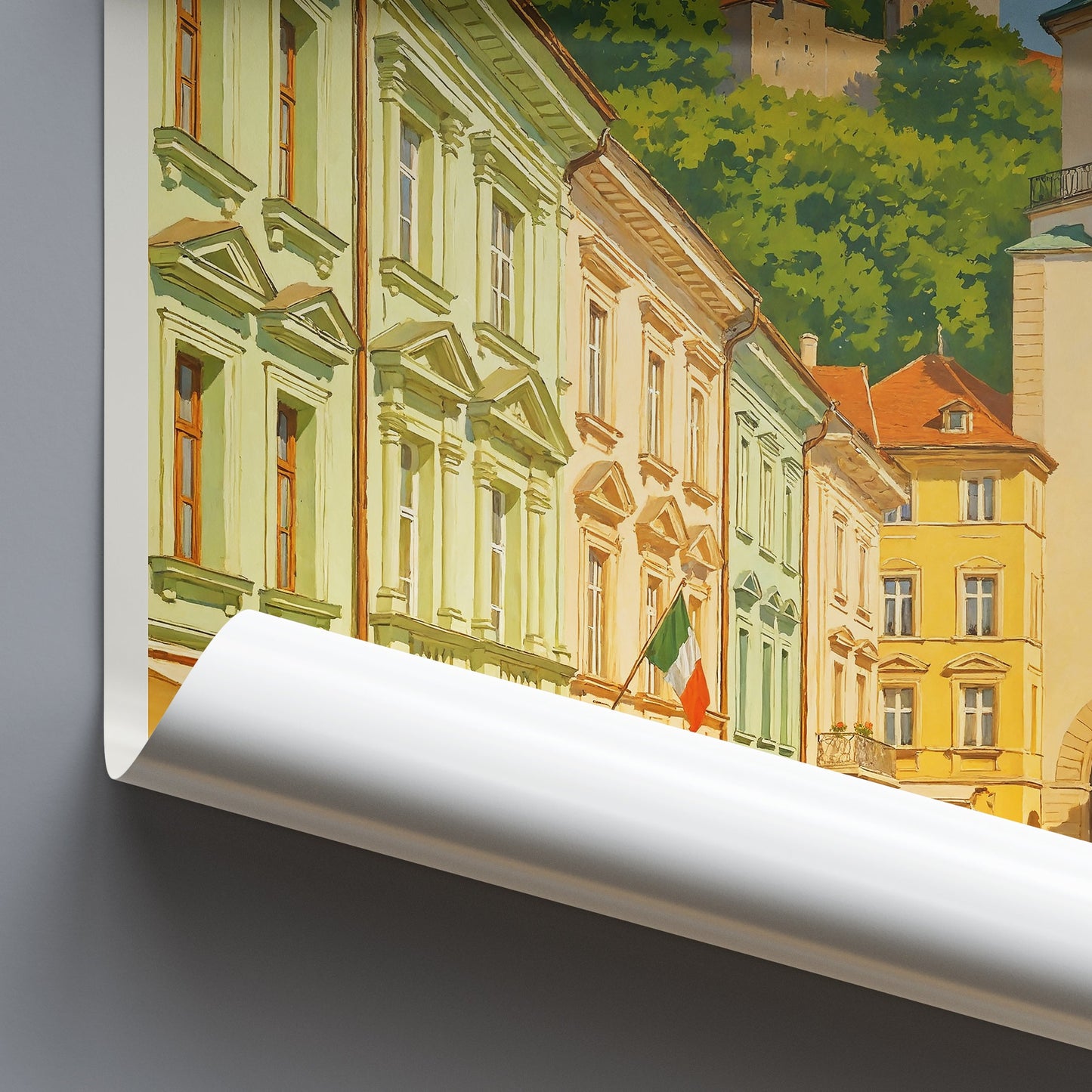 Bratislava Travel Poster, Baroque Street & Michael's Gate | Slovakia Castle Art Print | European Cityscape Decor