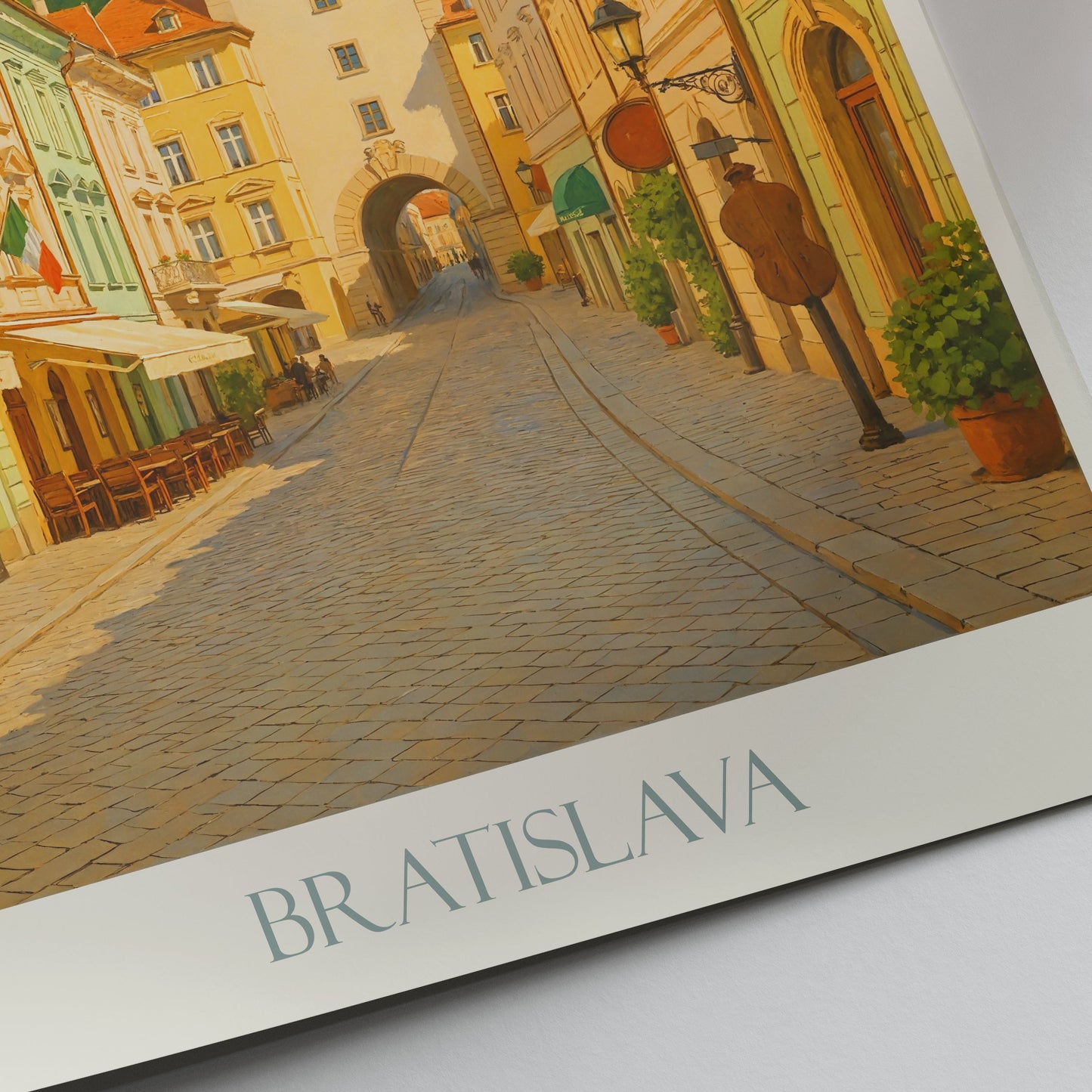 Bratislava Travel Poster, Baroque Street & Michael's Gate | Slovakia Castle Art Print | European Cityscape Decor