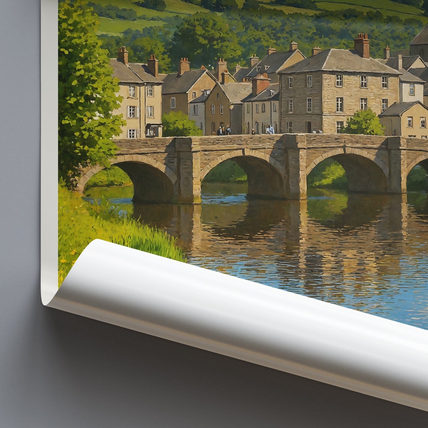 Brecon Travel Poster, Historic Welsh Town & River Usk | UK Countryside Art Print | Scenic Wall Decor
