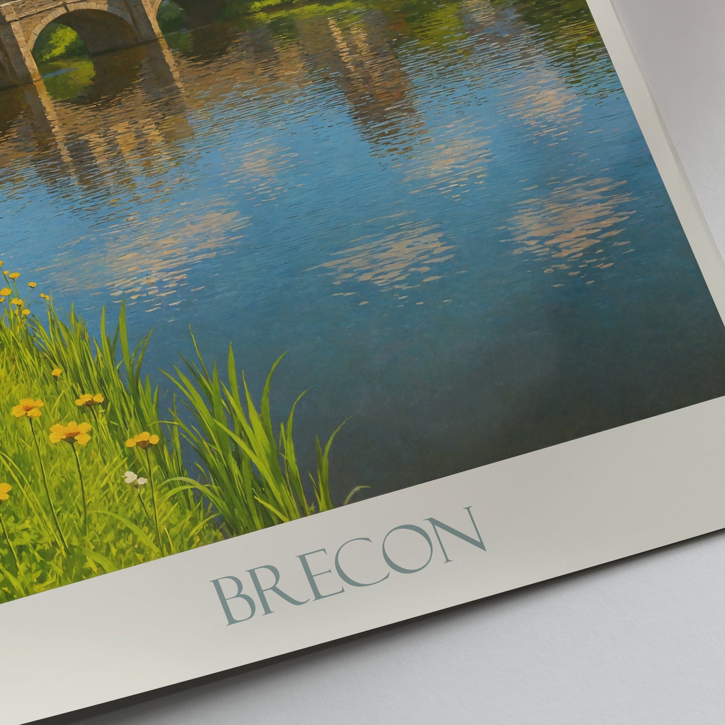 Brecon Travel Poster, Historic Welsh Town & River Usk | UK Countryside Art Print | Scenic Wall Decor