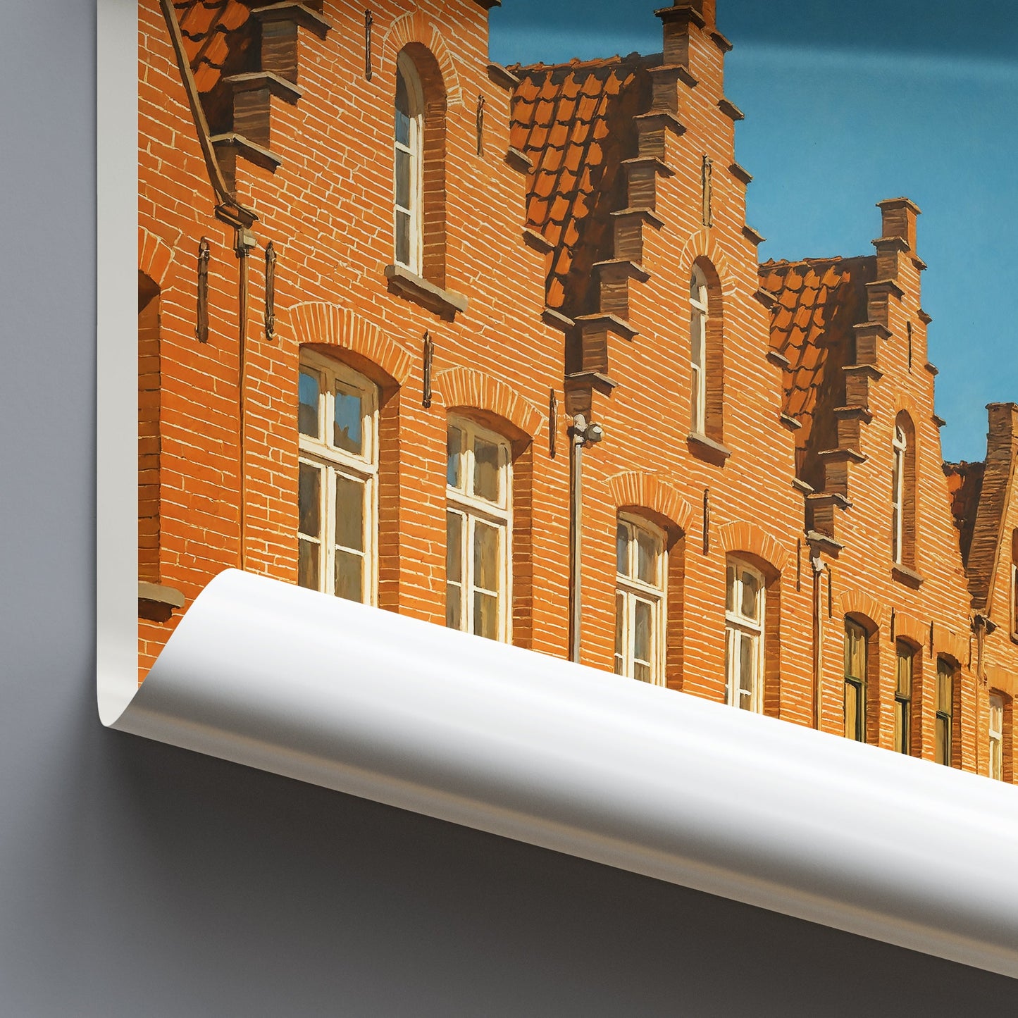 Bruges Travel Poster | Belgium Street Scene Art Print | Historic Belfry of Bruges Wall Art | European City Decor