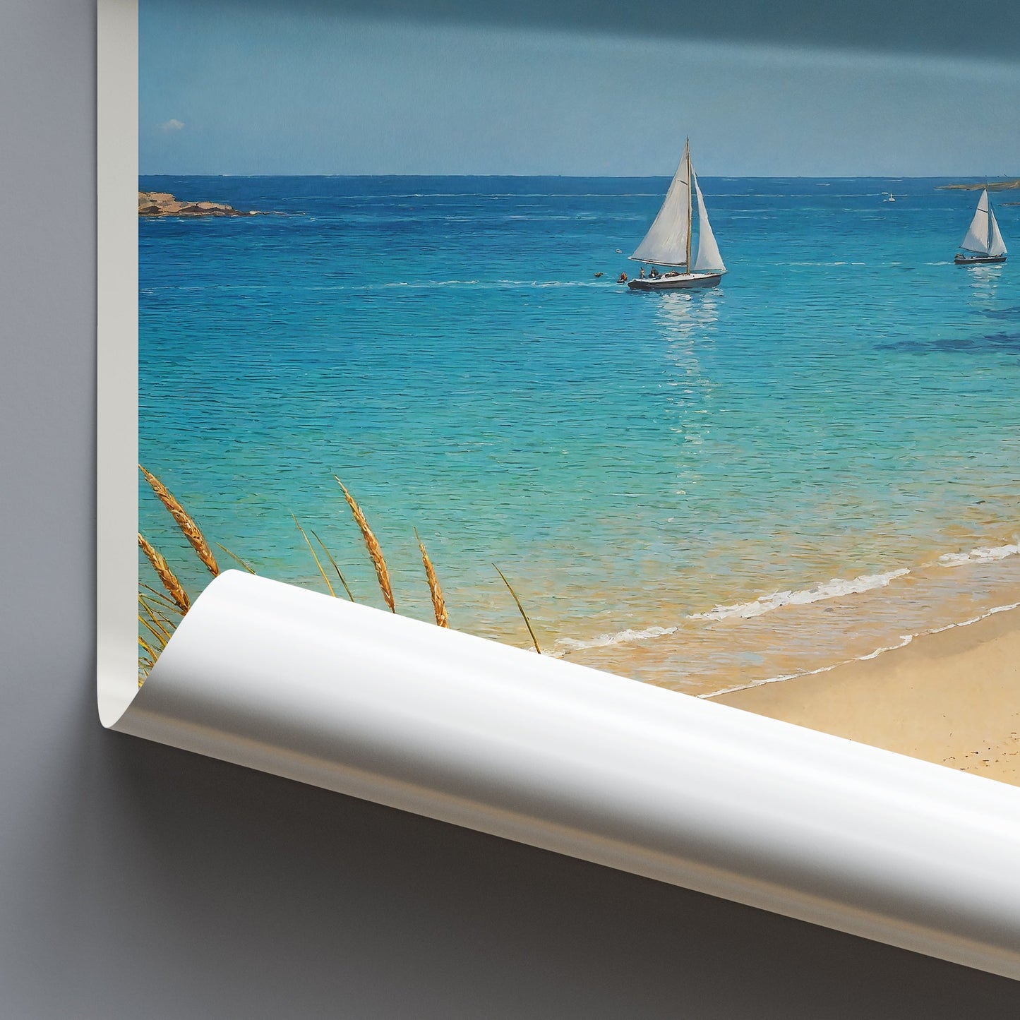 Bryher Travel Poster, Isles of Scilly Beach Art | Serene Coastal Wall Decor | Sailboat Print & Home Gift