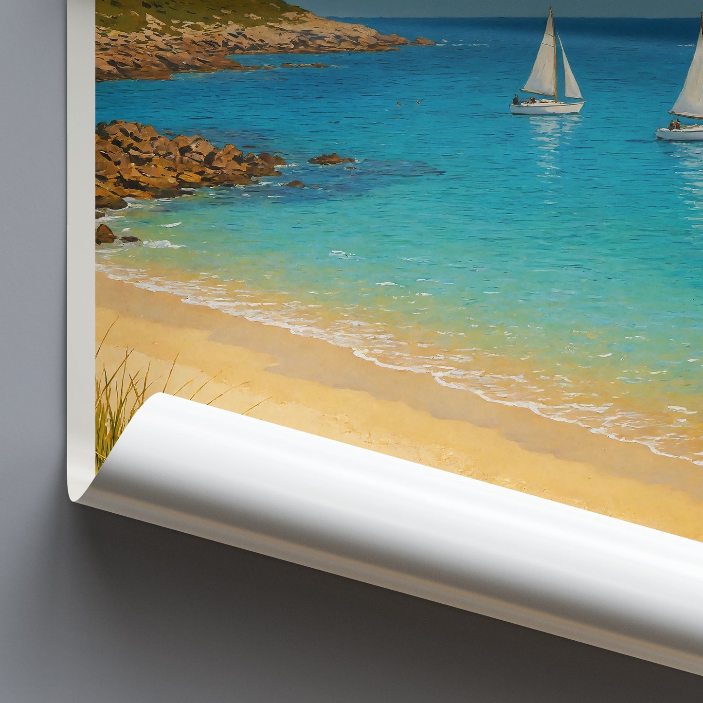 Bryher Travel Poster, Serene Bryher Shores Art Print | Isles of Scilly Beach Wall Decor | Coastal Home Gift