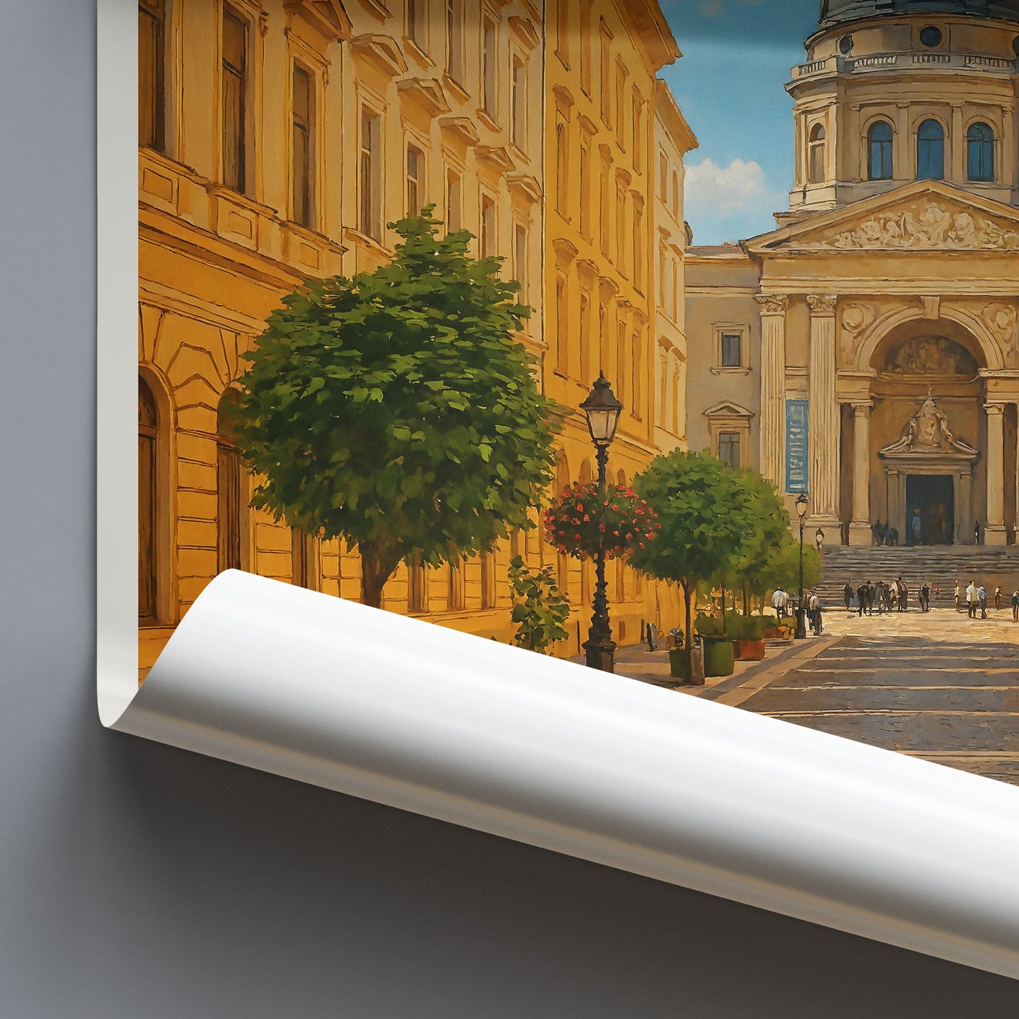 Budapest Travel Poster | St. Stephen's Basilica Art Print | Hungary Cityscape Wall Art | European Home Decor Gift
