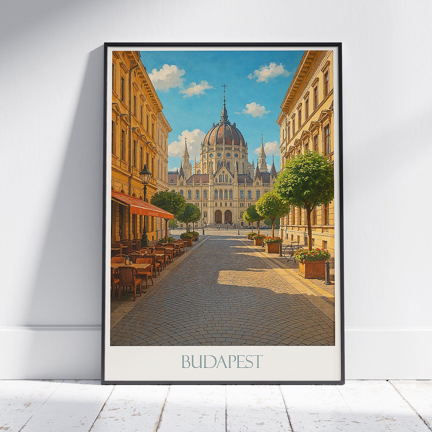 Budapest Travel Poster, Hungarian Parliament Building Art Print | Hungary Cityscape Wall Decor | European Home Gift