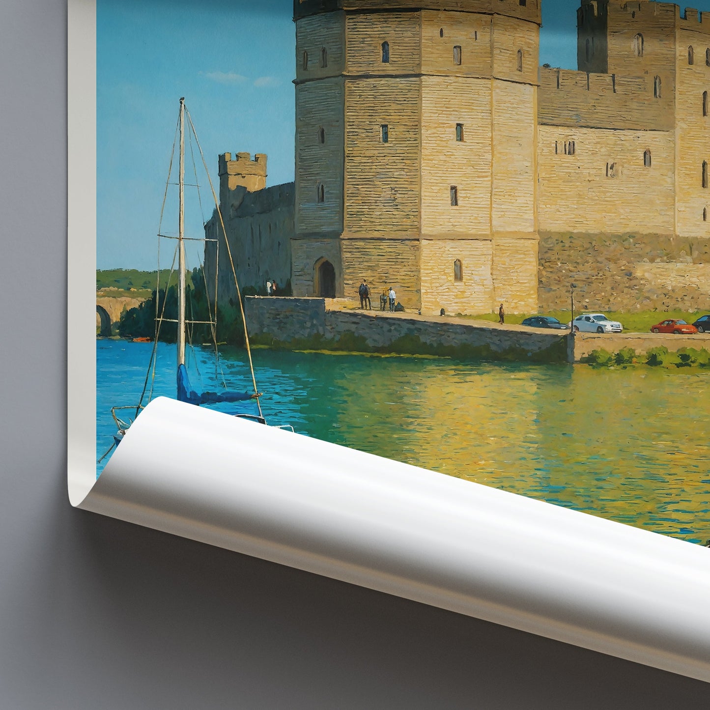 Caernarfon Castle Travel Poster | Wales Art Print | Historic UK Landmark Wall Decor | Welsh Vacation Gift