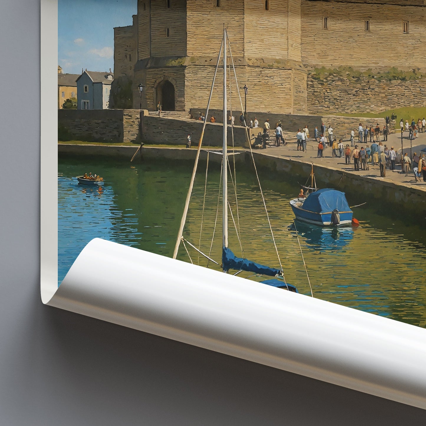 Caernarfon Castle Travel Poster, Wales Historic Landmark ~ Welsh Harbor Art Print & Home Decor | UK Travel Gift
