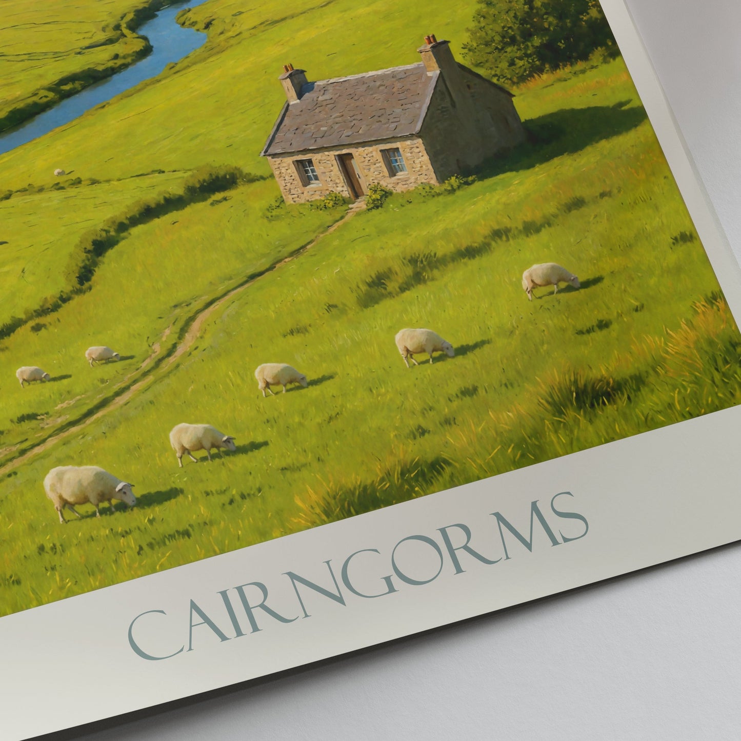 Cairngorms Travel Poster, Scottish Highlands Landscape Print | Scotland Painted Wall Art | UK Nature Home Decor Gift