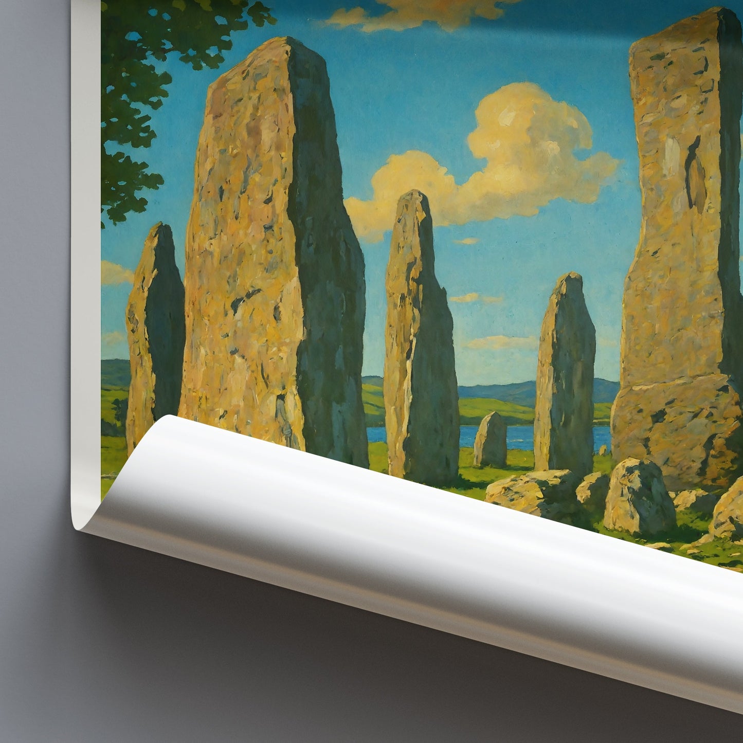 Callanish Stones Travel Poster, Ancient Standing Stones | Isle of Lewis Scotland Art Print | Neolithic Home Decor