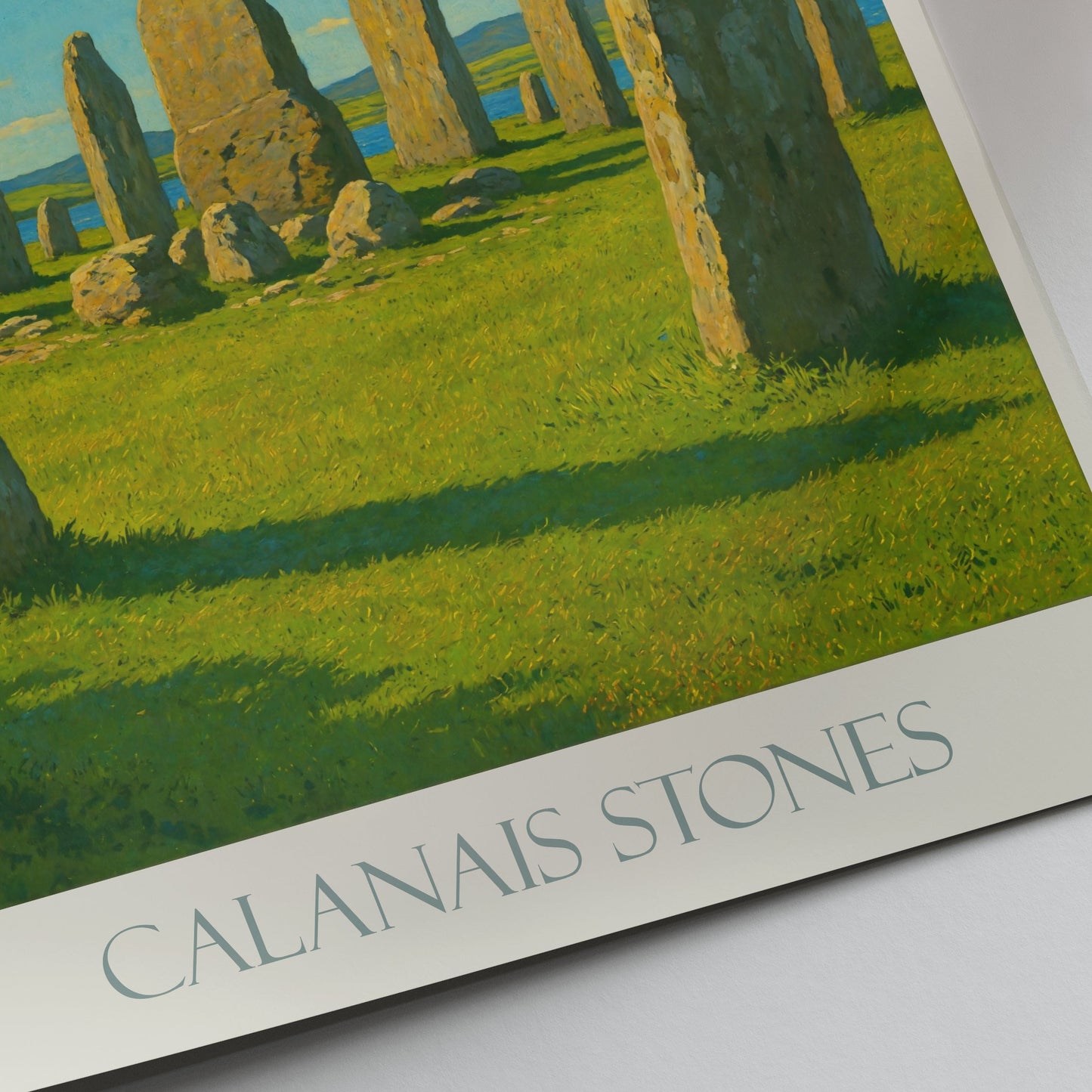 Callanish Stones Travel Poster, Ancient Standing Stones | Isle of Lewis Scotland Art Print | Neolithic Home Decor