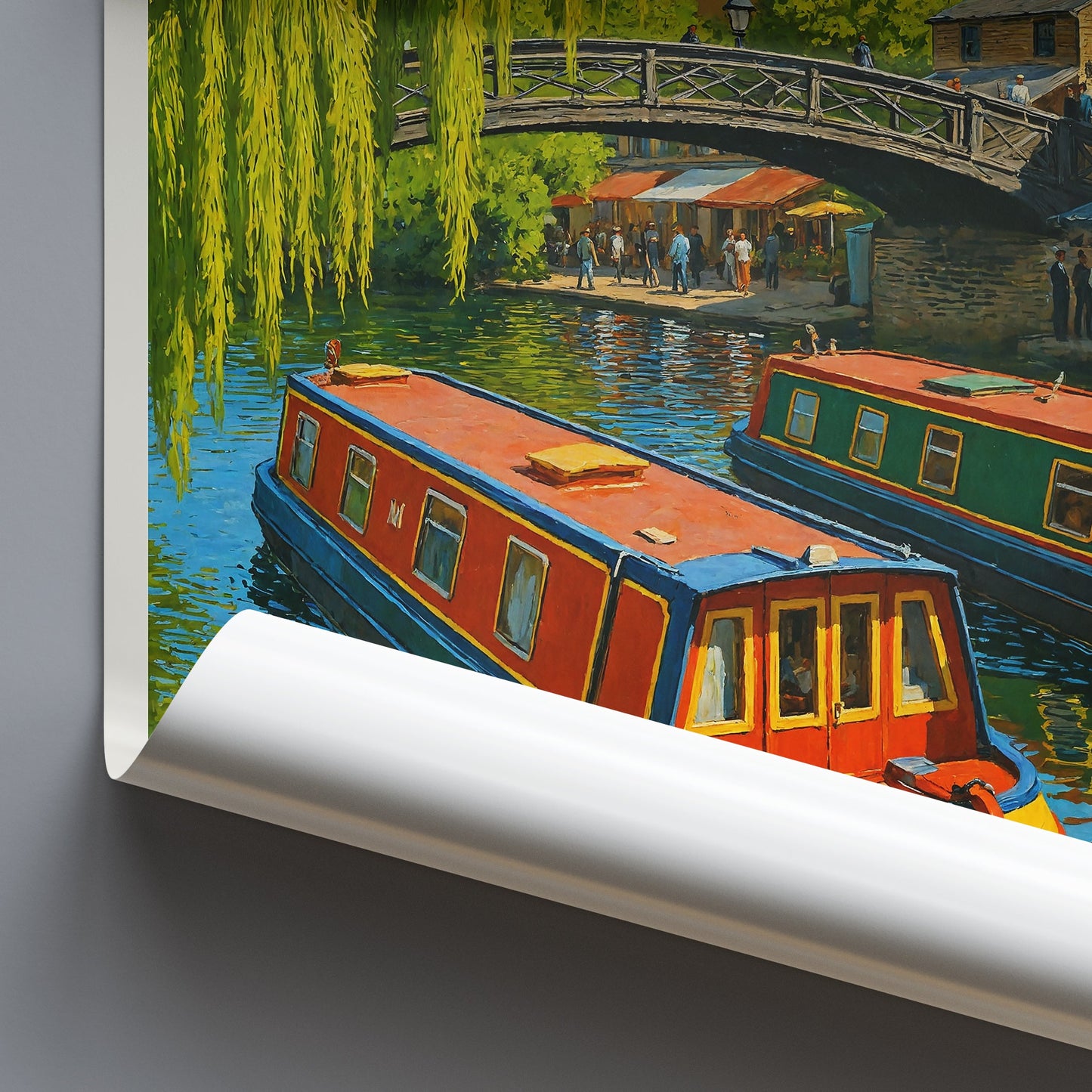 Camden Regent's Canal London Art Print | Colorful Narrowboats Poster | British Travel Wall Decor & Unique Gift