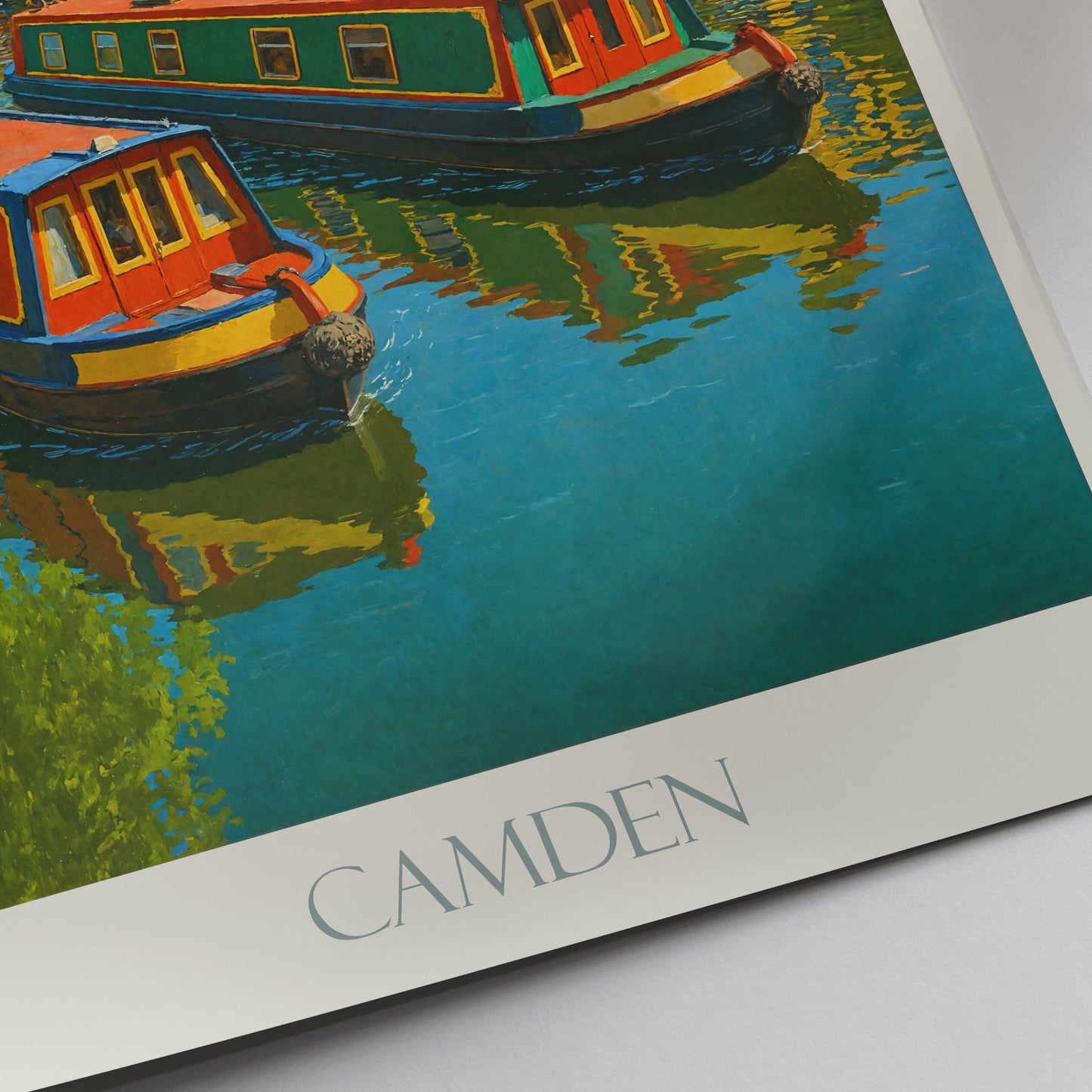 Camden Regent's Canal London Art Print | Colorful Narrowboats Poster | British Travel Wall Decor & Unique Gift