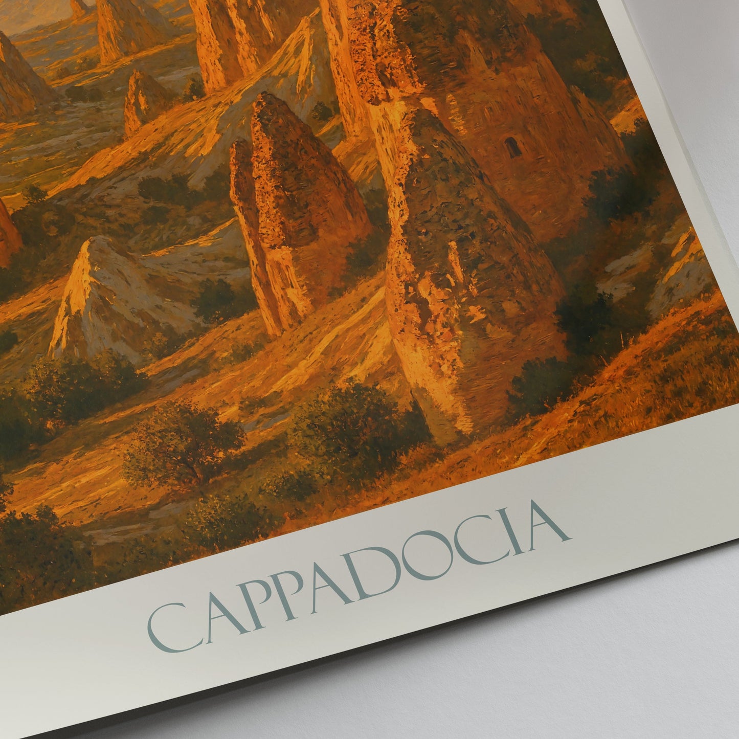 Cappadocia Travel Poster, Hot Air Balloon Sunrise Art Print ~ Turkey Landscape Wall Art | Unique Home Decor Gift
