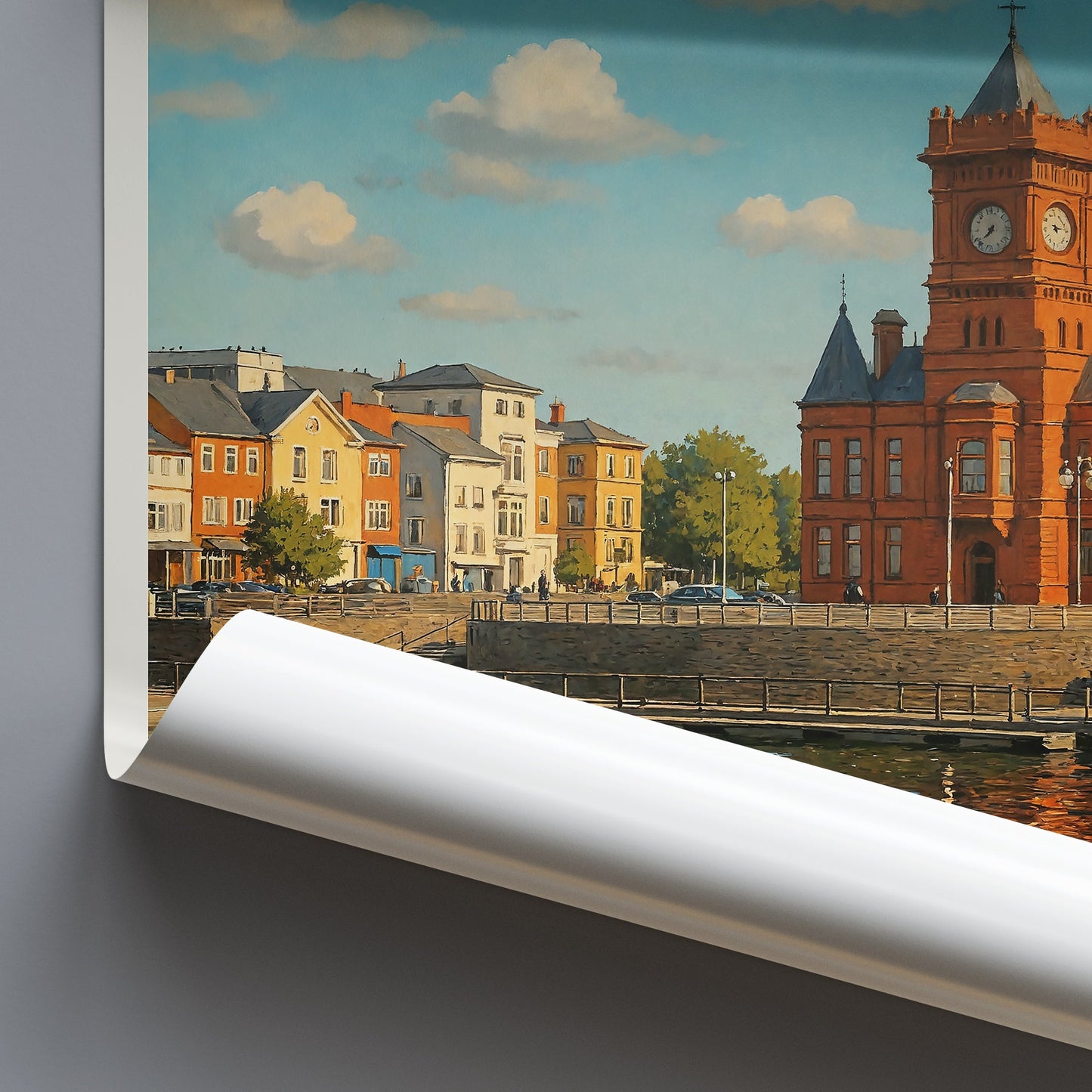 Cardiff Travel Poster, Pierhead Building Art Print | Wales Cityscape Wall Art | Modern Home Decor
