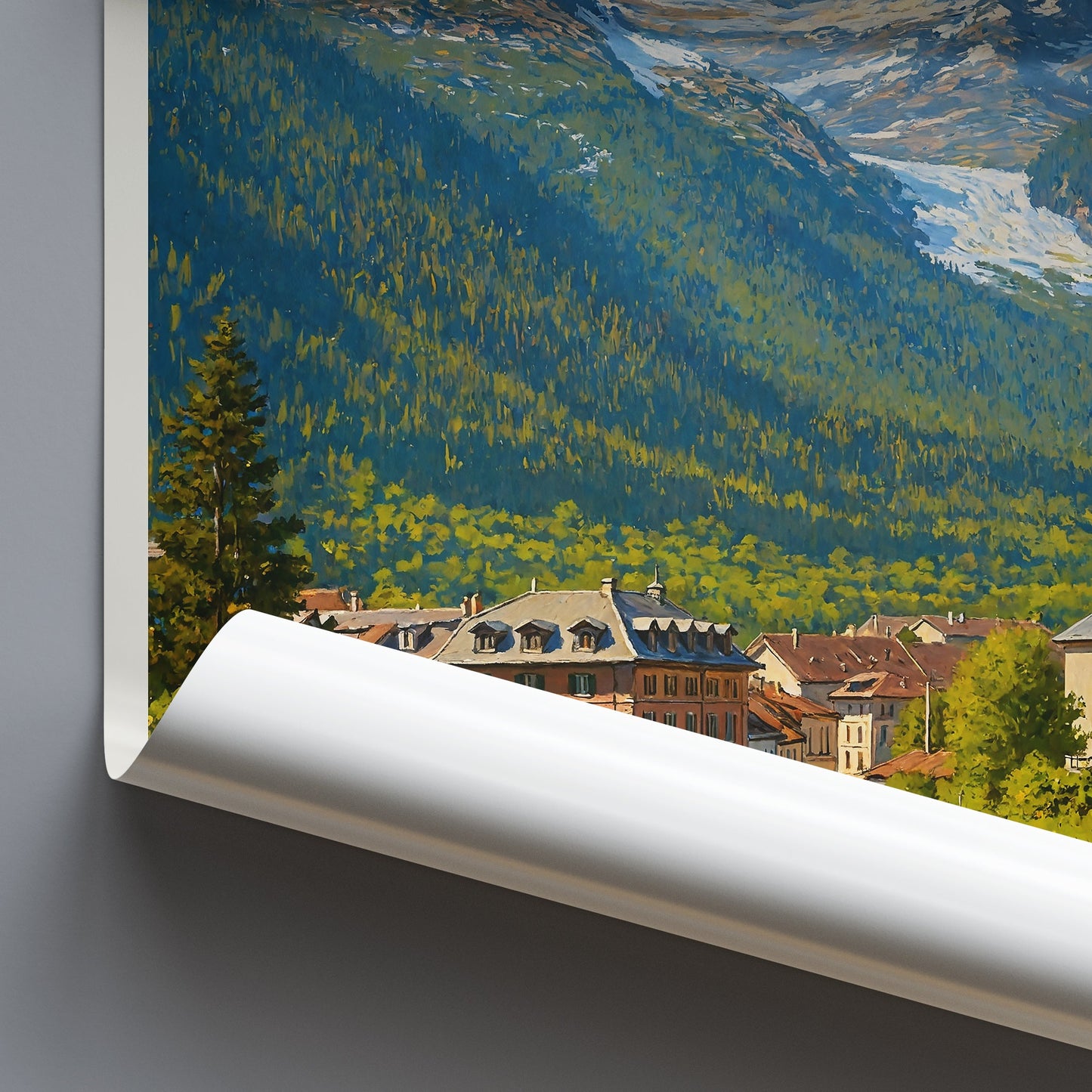 Chamonix Travel Poster, Mont Blanc View | French Alps Art Print | Mountain Village Wall Decor Gift