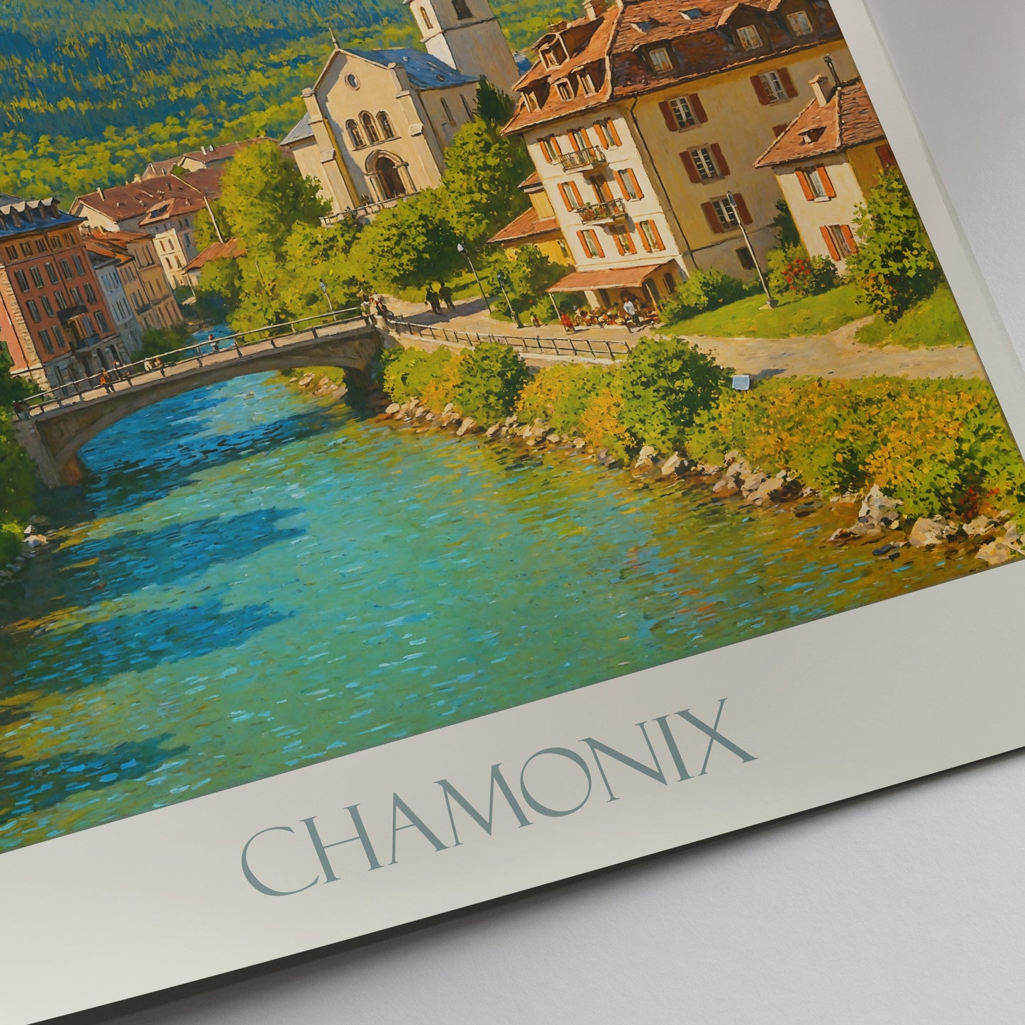 Chamonix Travel Poster, Mont Blanc View | French Alps Art Print | Mountain Village Wall Decor Gift